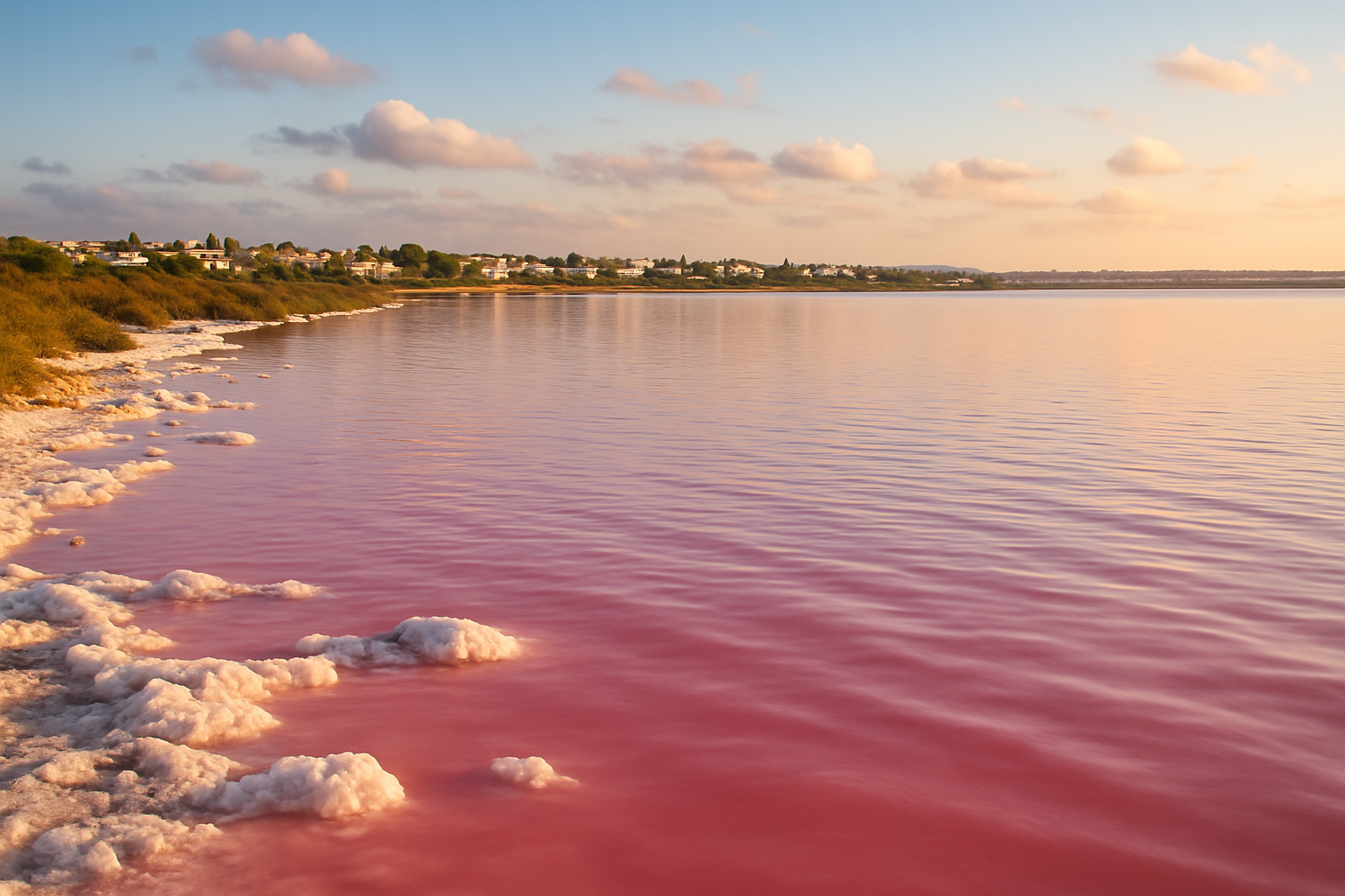 Laguna Rosa de Torrevieja al atardecer, cerca de La Siesta